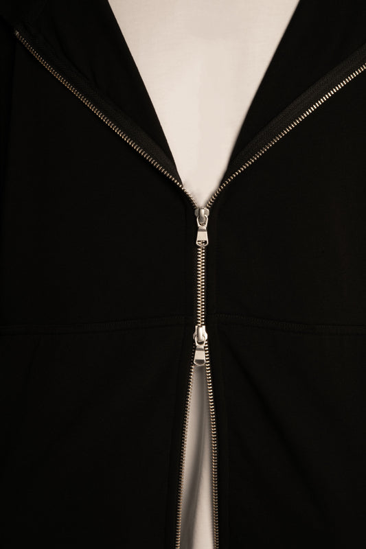 Black Zip Up Hoodie – Heavyweight Double Zip Streetwear