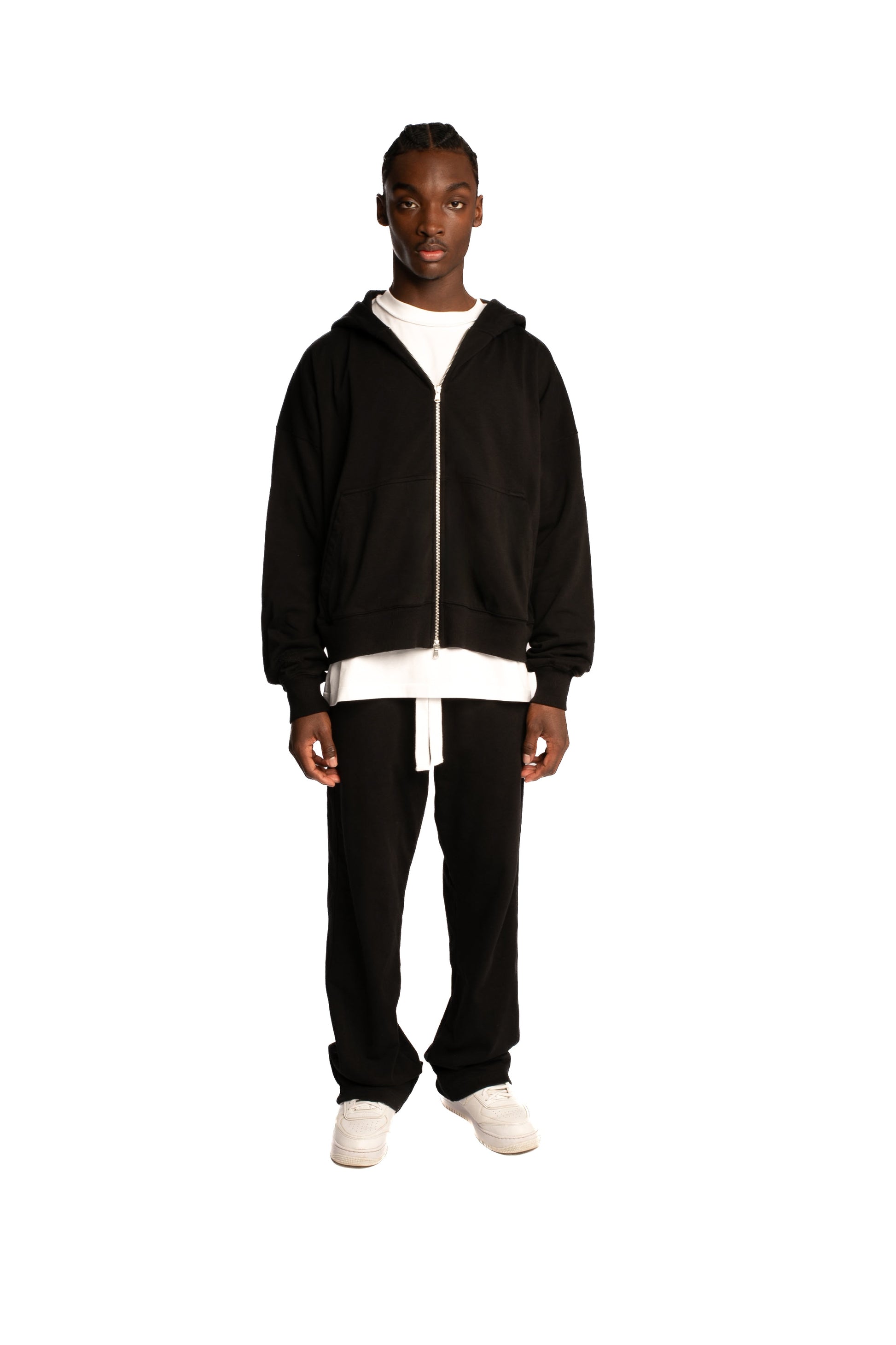 plain black tracksuit bottoms [front]