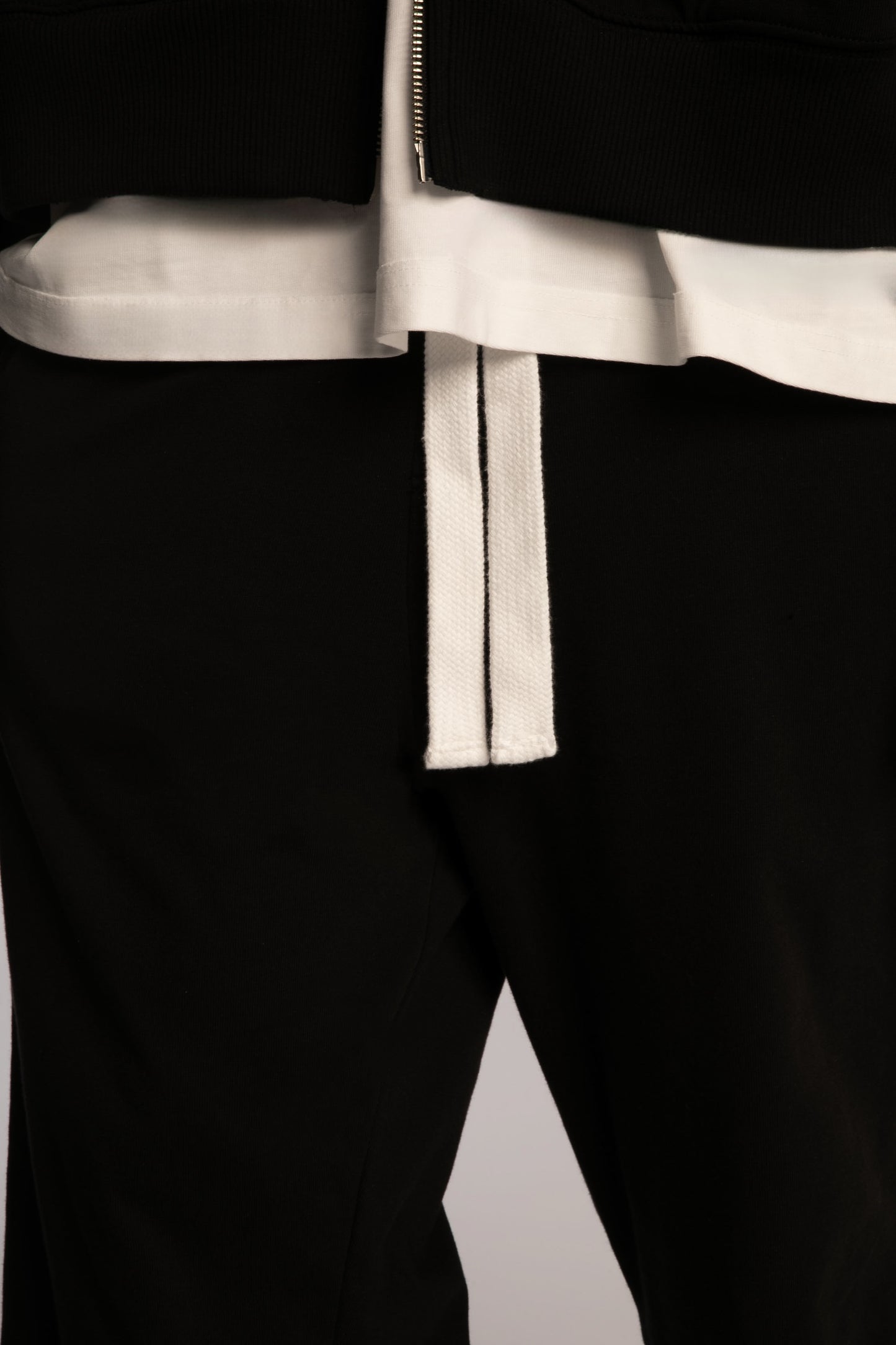 plain black tracksuit bottoms-drawstrings [front]